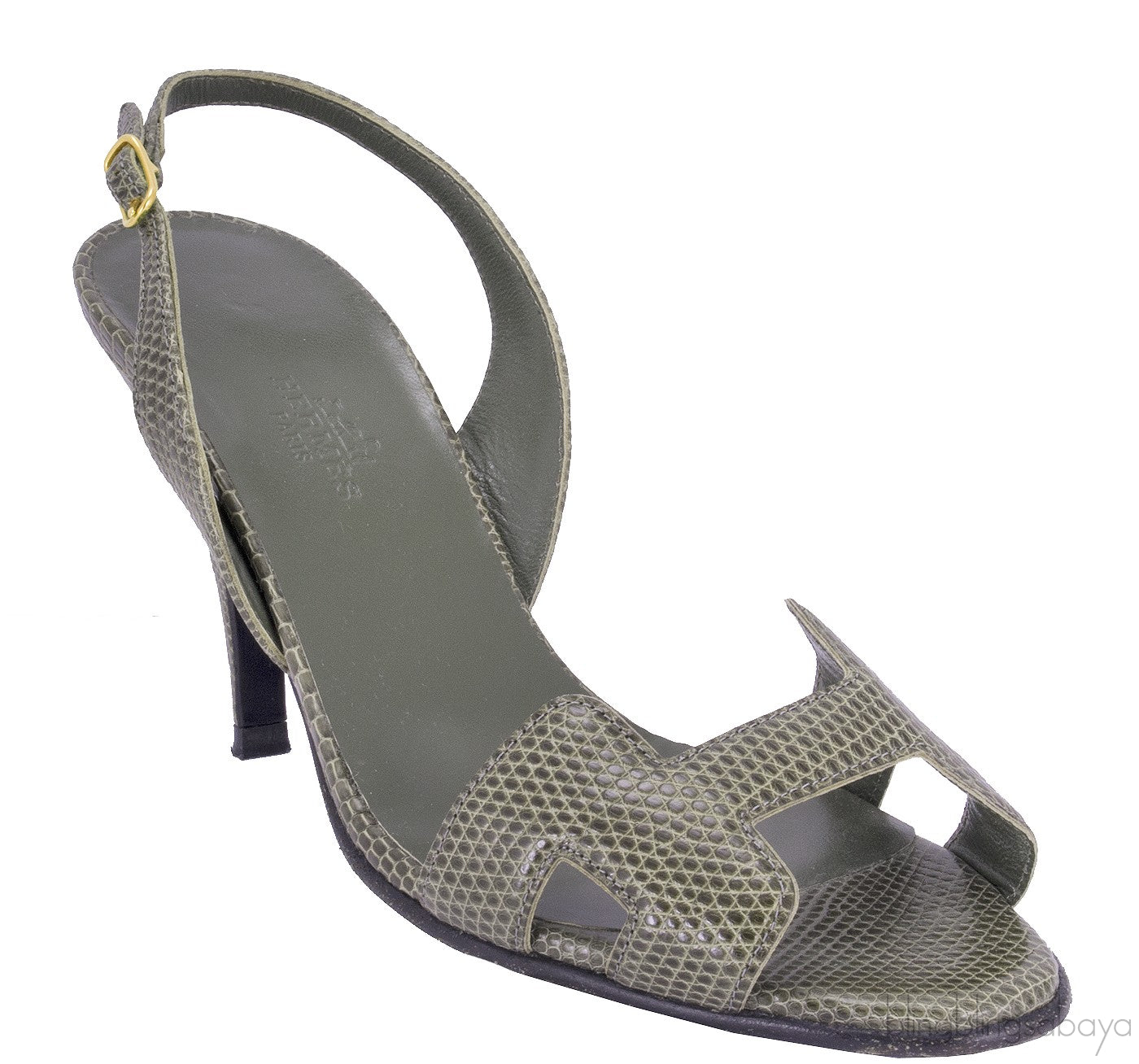Night 90 Lizard Slingback Heels