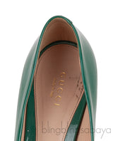 Green Patent Horsebit Peep Toe Pump
