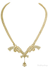 Double Gun Crystal Necklace