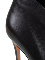 Vitello Luggage Black Peep Toe Heels