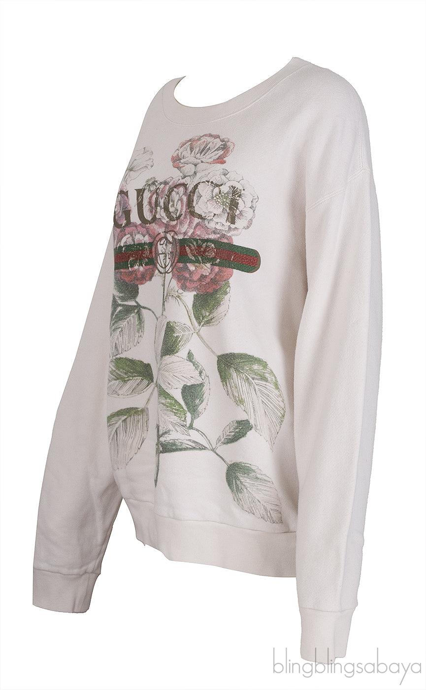 GG White Floral Print Sweatshirt