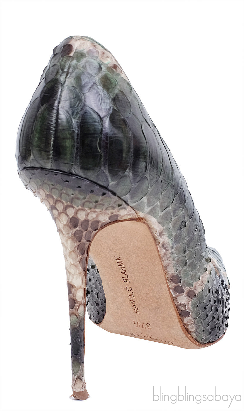 Multi-color Green Python Heels
