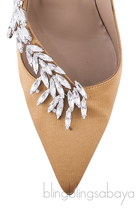 Nadira Gold Crystal Satin Pump