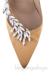 Nadira Gold Crystal Satin Pump