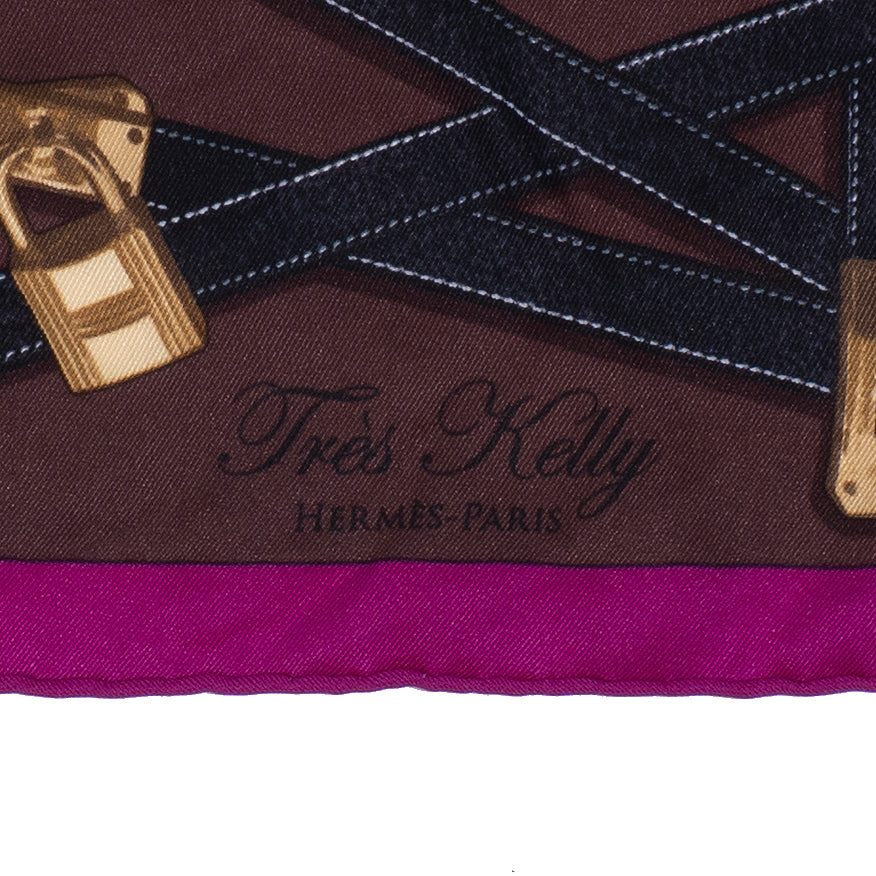 Hermes "Très Kelly" Silk Scarf With Scarf Rings
