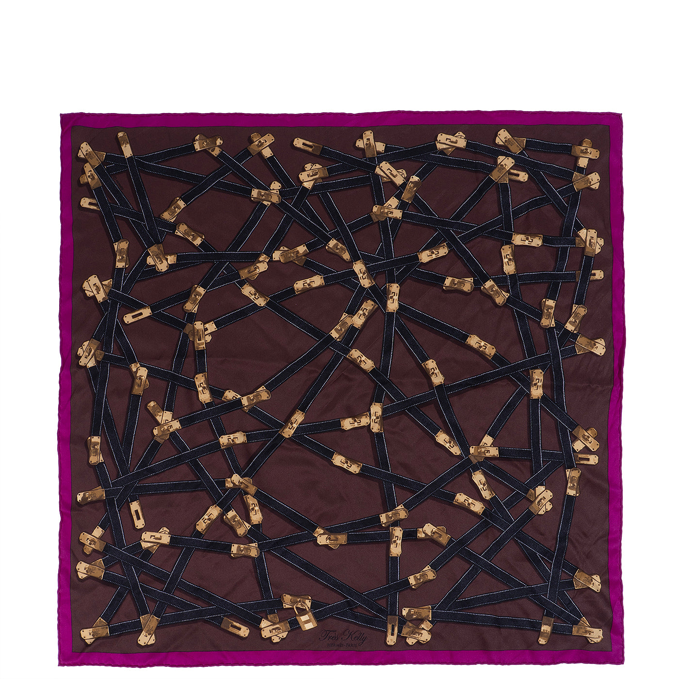 Hermes "Très Kelly" Silk Scarf With Scarf Rings