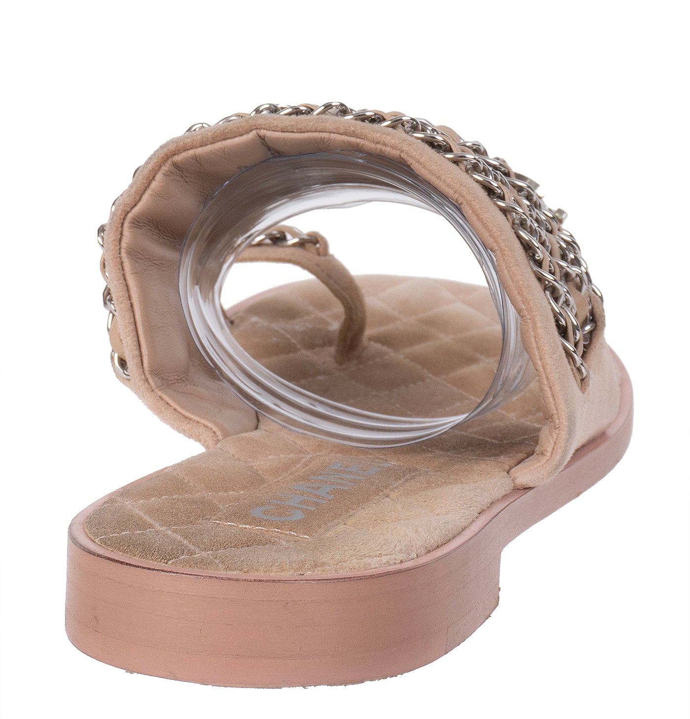 Chanel Beige Suede & Chain Sandals
