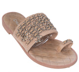 Chanel Beige Suede & Chain Sandals
