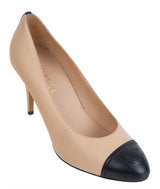 Chanel Beige & Black CC Cap-toe Heels 41