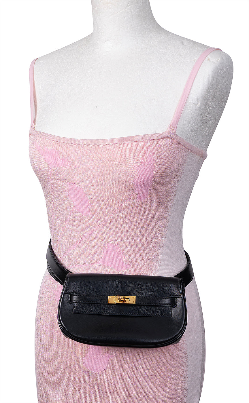 Hermes Black Vintage Kelly Moove Belt Bag