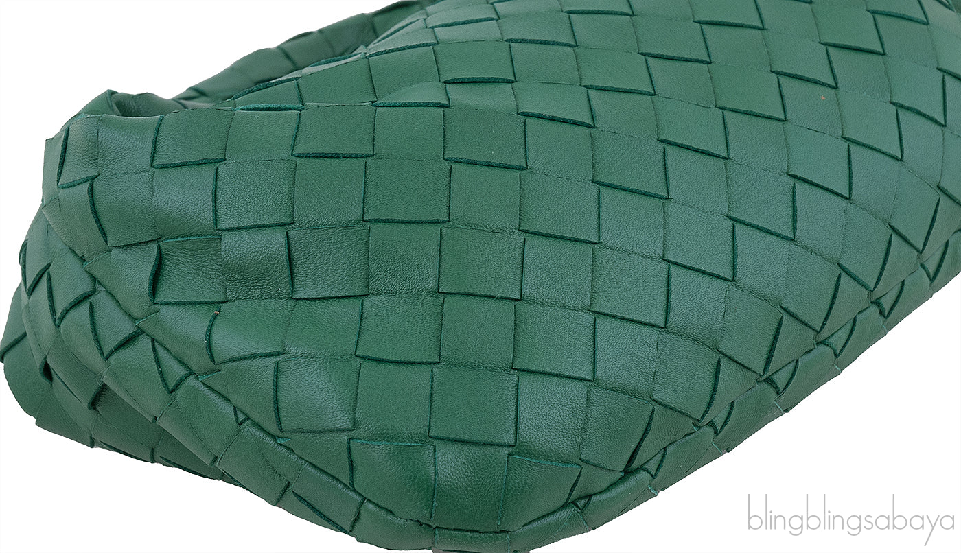 Green Jodie Mini Knotted Intrecciato Leather Tote
