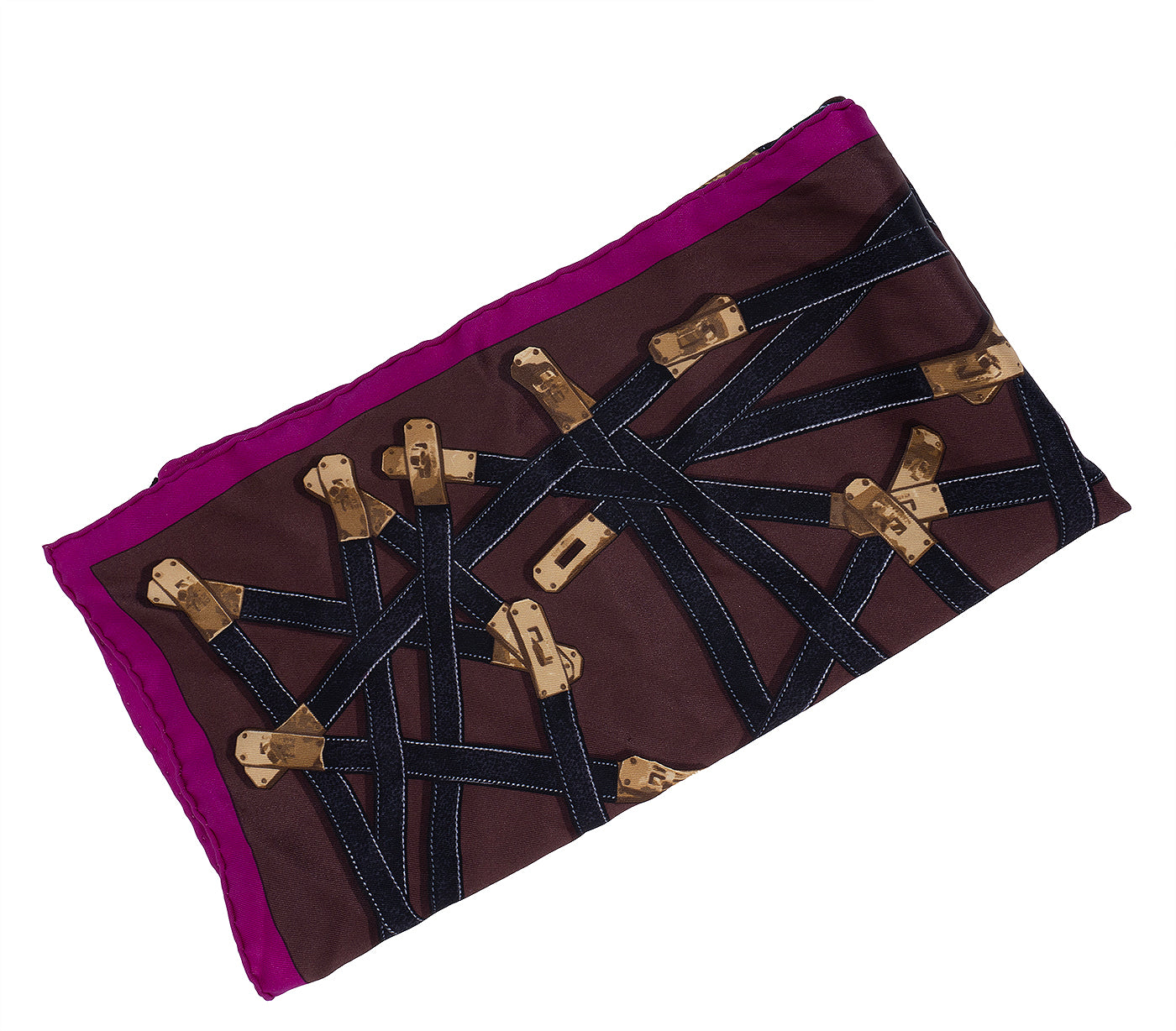 Hermes "Très Kelly" Silk Scarf With Scarf Rings