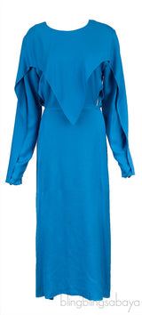 Blue Longsleeve Asymmetric Dress