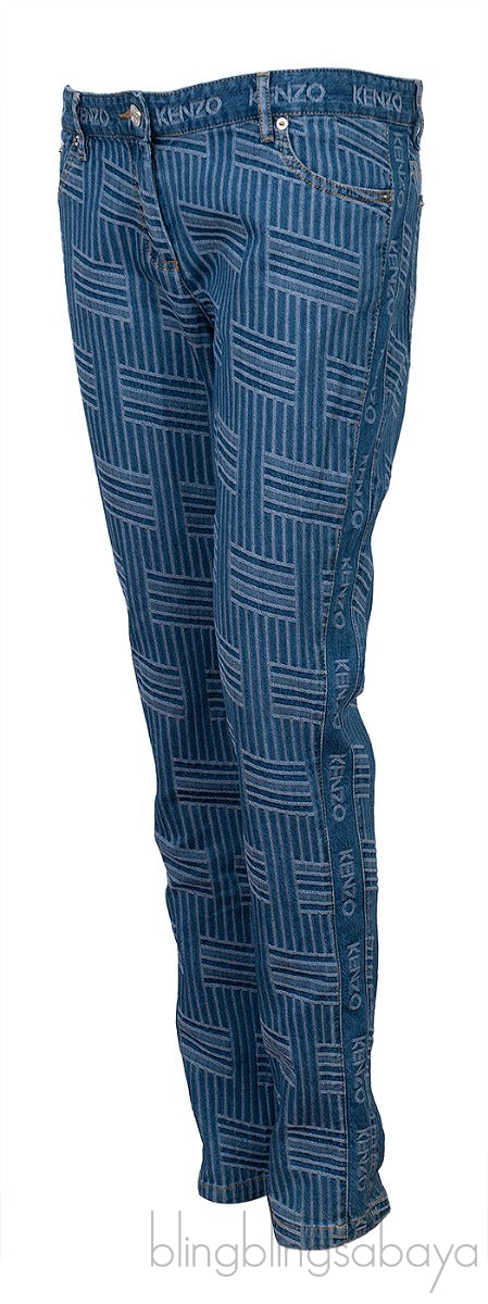 Blue Textured Denim Jeans