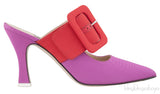 Bi-color Large Buckle Mule