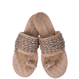 Chanel Beige Suede & Chain Sandals