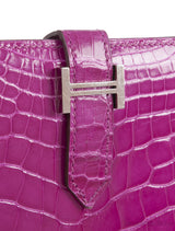 Hermes Bearn Rose Tyrien Crocodile Wallet