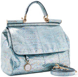Miss Sicily Blue Watersnake Flap Bag