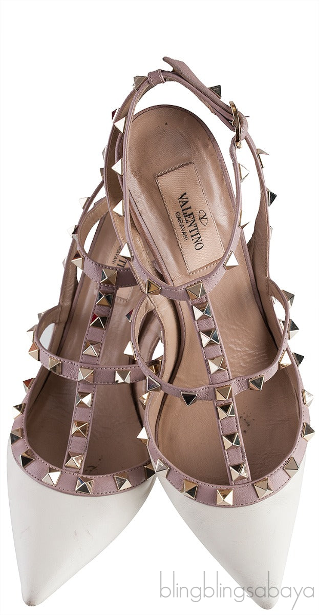 Rockstud Off-white Nude Slingback