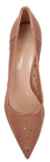 Andrea Wazen Lore Glitz Mesh Satin 105 Pumps 40
