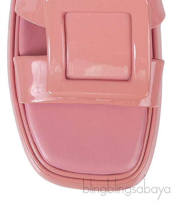 Peach Buckle Leather Mule
