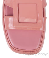 Peach Buckle Leather Mule