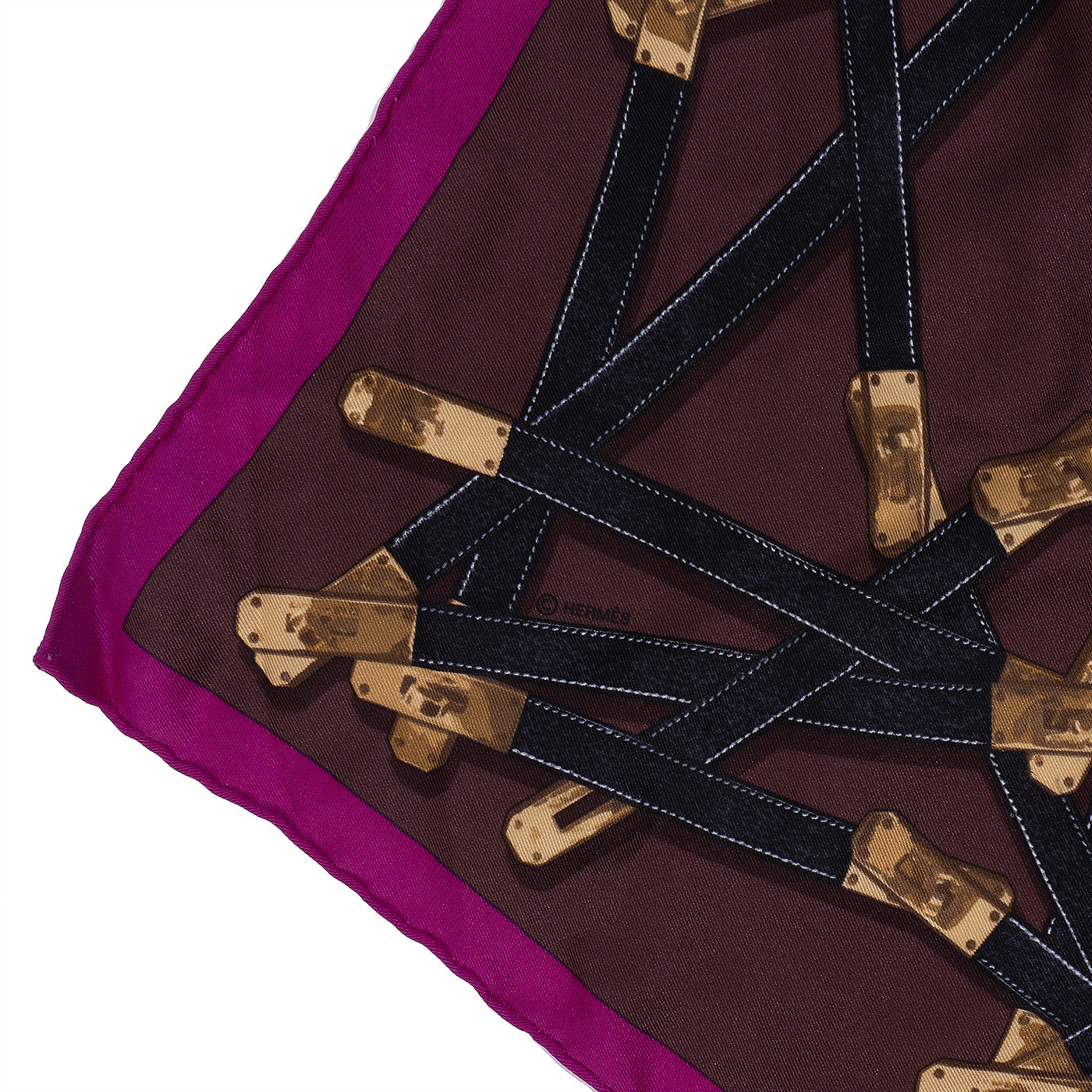 Hermes "Très Kelly" Silk Scarf With Scarf Rings