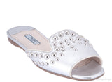 Studs Silver Saffiano Open Toe Slide