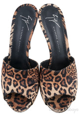 Giuseppe Zanotti Leopard Print Satin Mule Slides