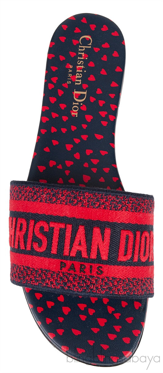 Dway Slide Navy Red Embroidered Slides