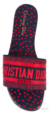 Dway Slide Navy Red Embroidered Slides