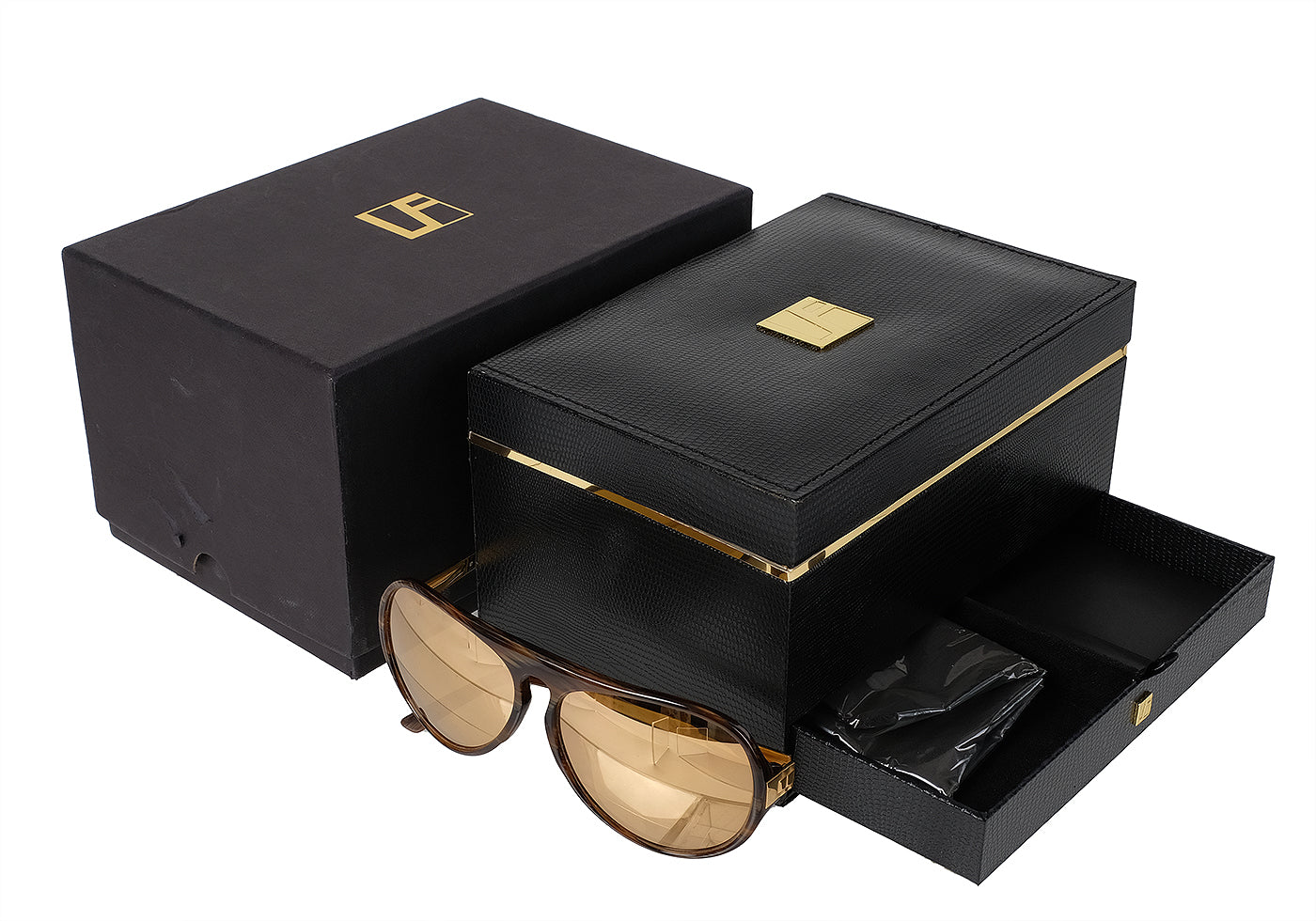 Linda Farrow Gold Aviator Sunglasses