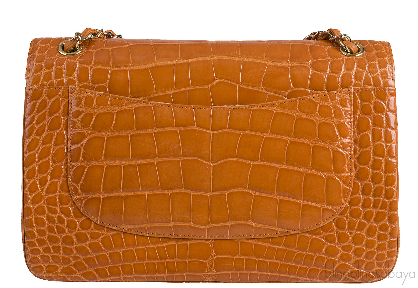Classic Orange Crocodile Jumbo Flap Bag