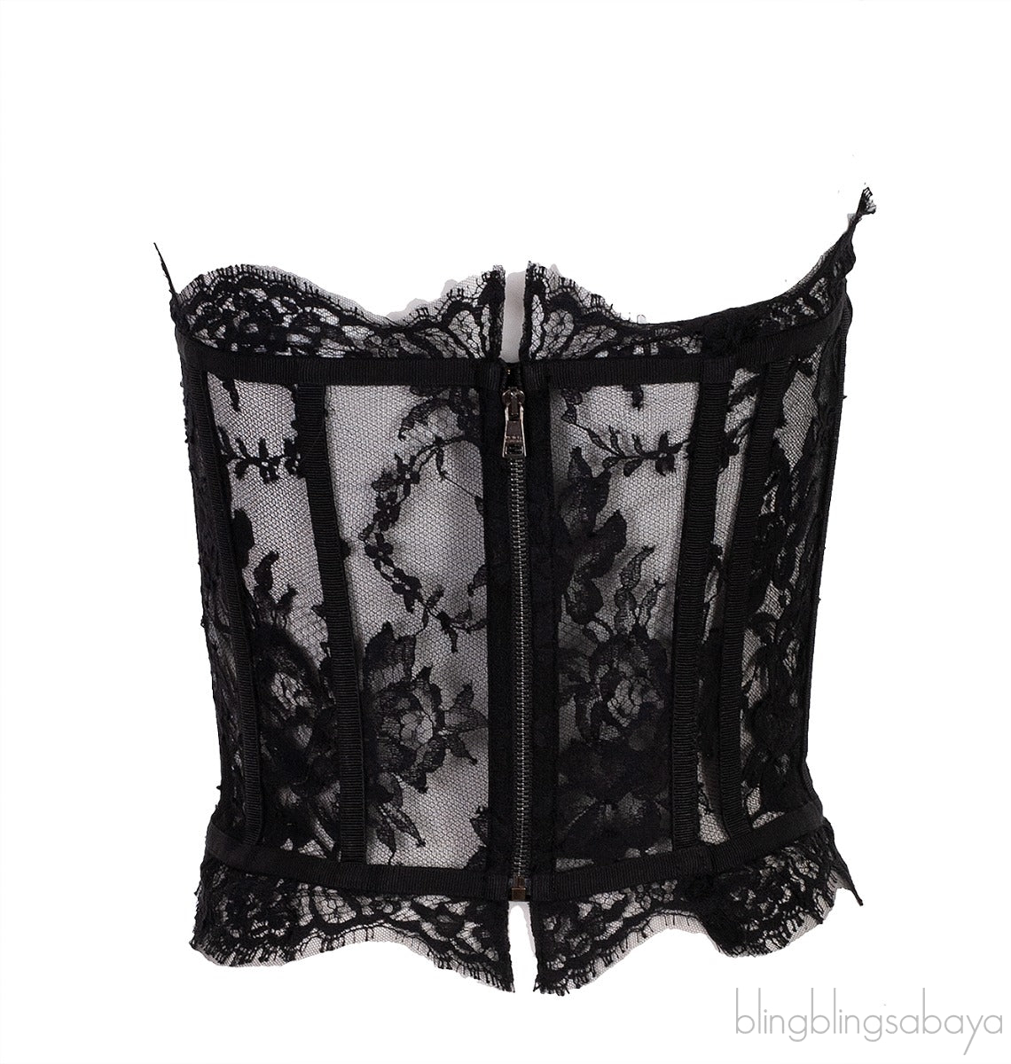 Grosgrain-trimmed Lace Bustier Top