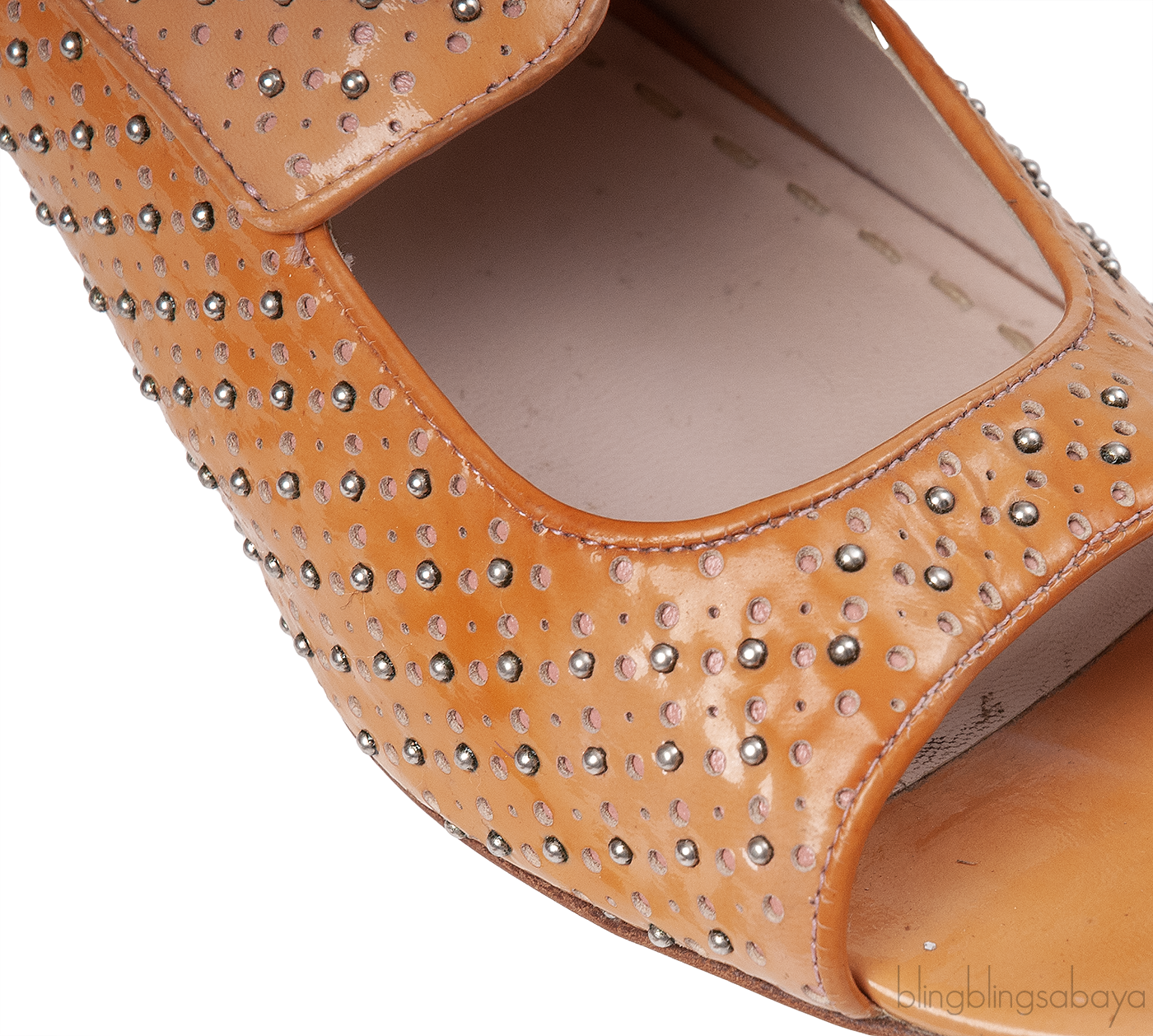 Miu Miu Brown Metal Bead Flat Peep Toe Shoes