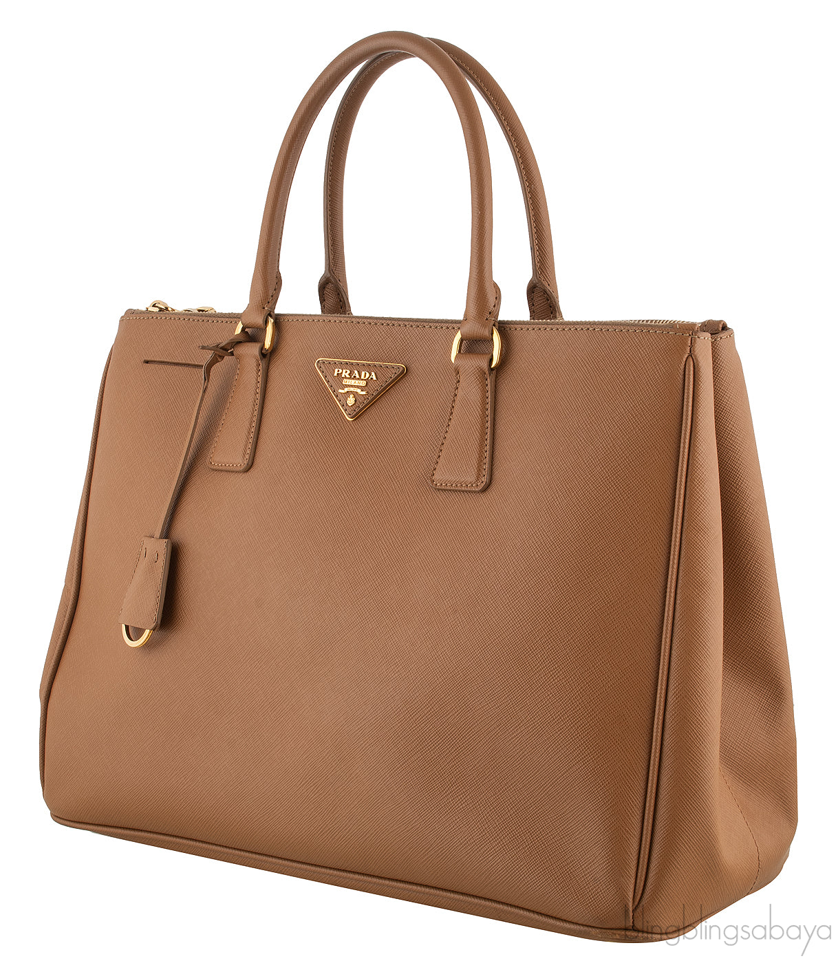 Gold Saffiano Double Zip Tote