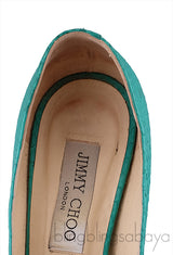 Green Snakeskin Peep Toe Heels