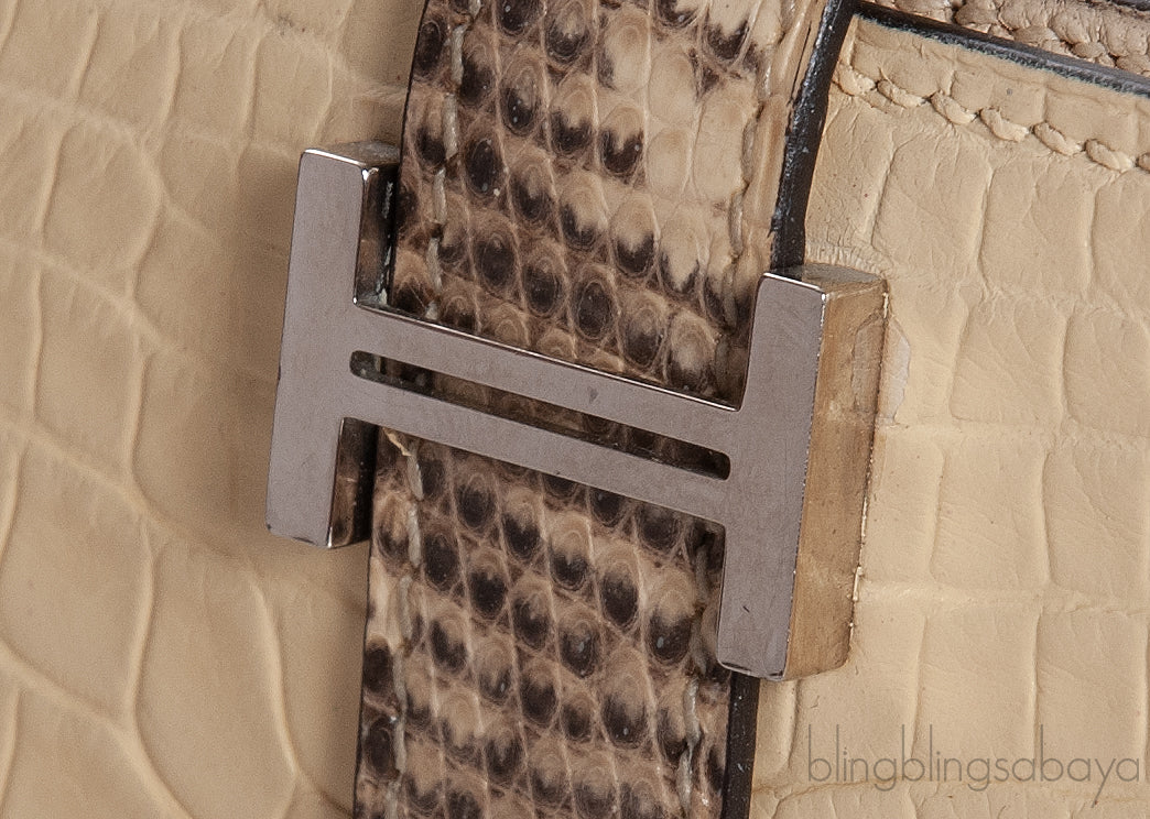 Bi-color Bearn Vanille Crocodile Ombre Lizard Wallet