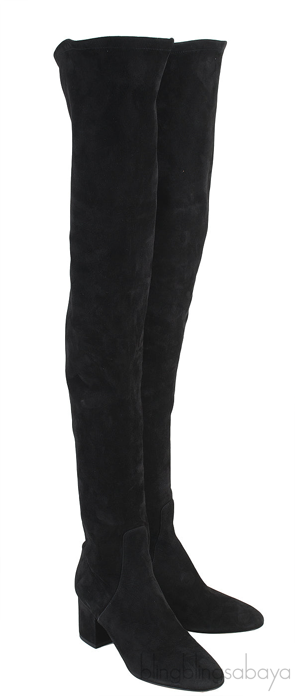 Black Suede High Leg Boots