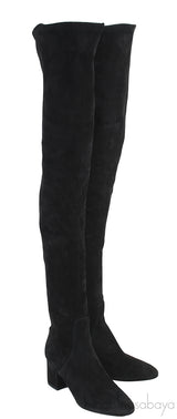 Black Suede High Leg Boots