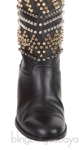 Black Rom Chic Flat Studded Boots