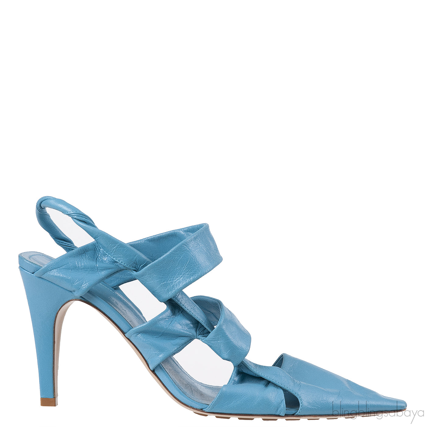 Bottega Veneta Blue Point Leather Slingback Pumps