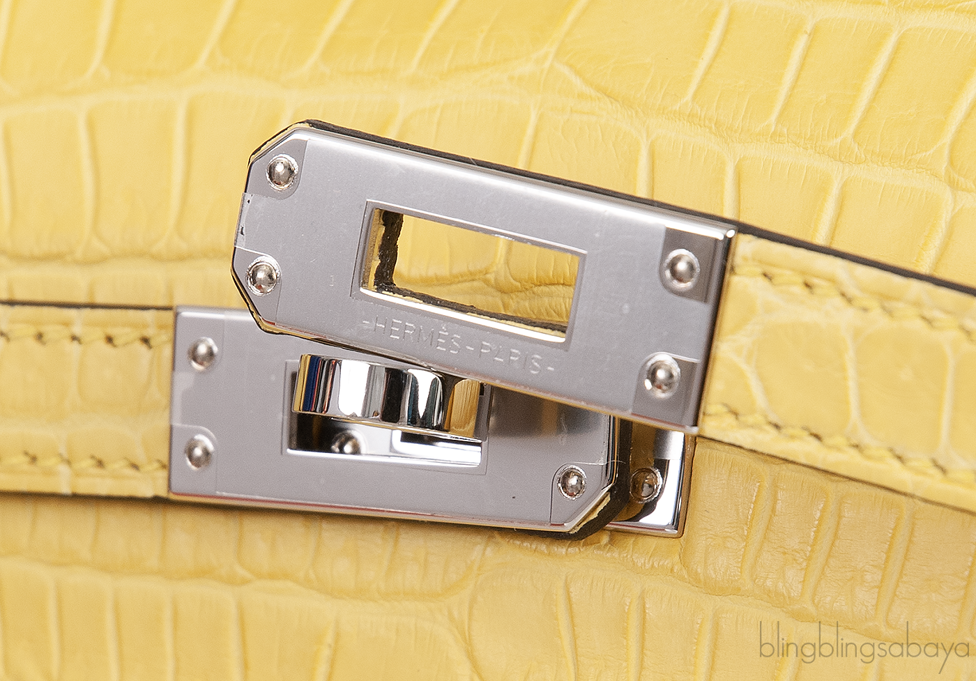 Hermes Kelly 25 Sellier Mimosa Matte Porosus Crocodile PHW