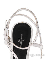 White Monogram Citizen Strappy Sandals