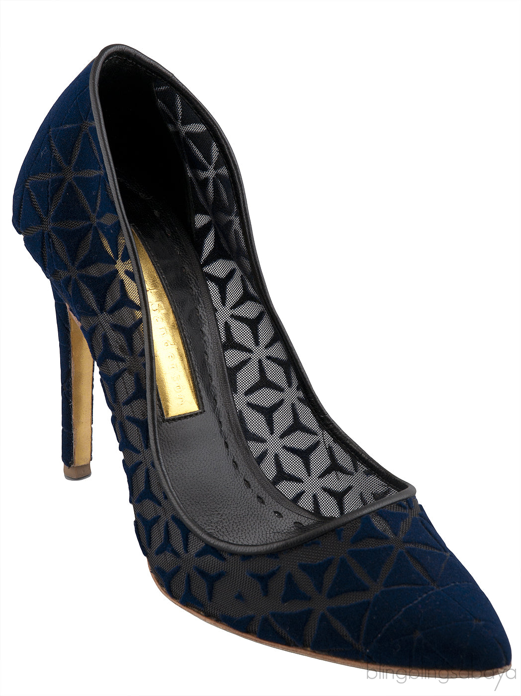 Geometric Blue Mesh Heels