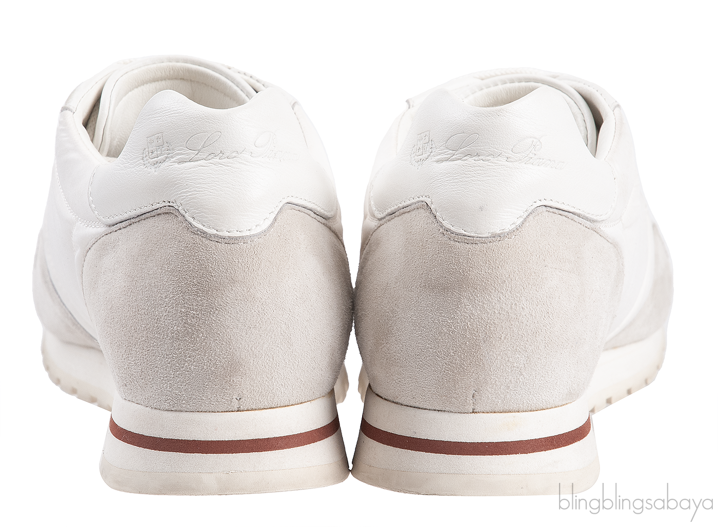 Loro Piana My Wind White Microfibre and Grey Suede Sneakers