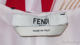 Fendi Red and White Checkered Pleated Midi Dress