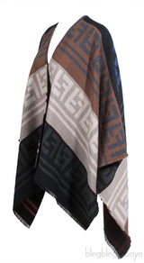 Fendi Multicolor FF Pattern Wool Poncho