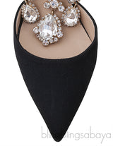 Black Zullin Satin Jeweled D\'Orsay Pumps