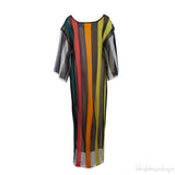 Striped Knitted Sheer Maxi Dress